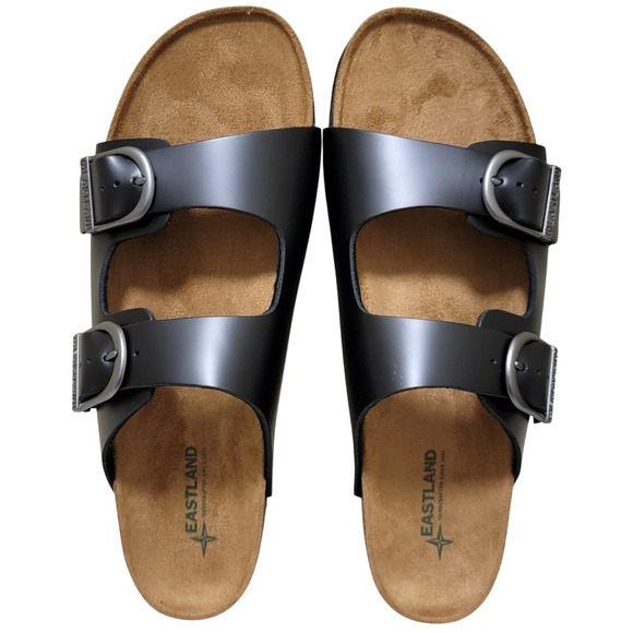 Eastland Men Slip On Footbed Sandals Cambridge Size US 12M Black Leather main image 5